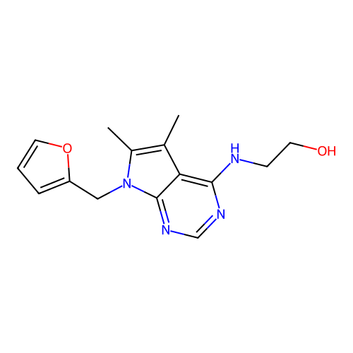 2-[[7-(Furan-2-ylmethyl)-5,6-dimethylpyrrolo[2,3-d]pyrimidin-4-yl]amino]ethanol structure