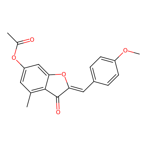 (Z)-2-(4-methoxybenzylidene)-4-methyl-3-oxo-2,3-dihydrobenzofuran-6-yl acetate structure