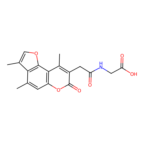 2-(2-(3,4,9-trimethyl-7-oxo-7H-furo[2,3-f]chromen-8-yl)acetamido)acetic acid structure