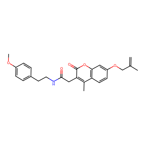 N-(4-methoxyphenethyl)-2-(4-methyl-7-((2-methylallyl)oxy)-2-oxo-2H-chromen-3-yl)acetamide structure