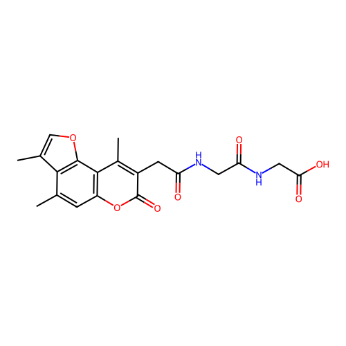 2-(2-(2-(3,4,9-trimethyl-7-oxo-7H-furo[2,3-f]chromen-8-yl)acetamido)acetamido)acetic acid structure