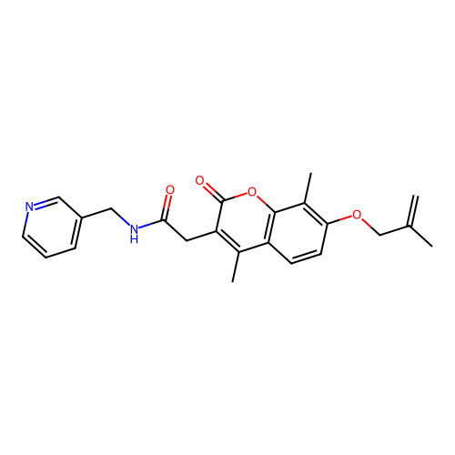 2-(4,8-dimethyl-7-((2-methylallyl)oxy)-2-oxo-2H-chromen-3-yl)-N-(pyridin-3-ylmethyl)acetamide structure