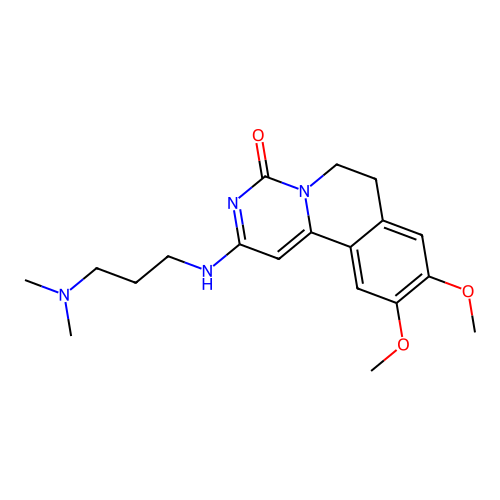 2-((3-(dimethylamino)propyl)amino)-9,10-dimethoxy-6,7-dihydro-4H-pyrimido[6,1-a]isoquinolin-4-one structure