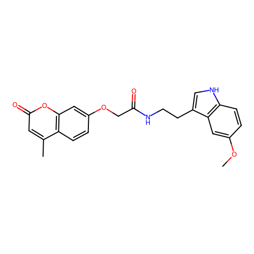 N-(2-(5-methoxy-1H-indol-3-yl)ethyl)-2-((4-methyl-2-oxo-2H-chromen-7-yl)oxy)acetamide structure