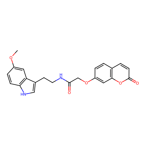 N-(2-(5-methoxy-1H-indol-3-yl)ethyl)-2-((2-oxo-2H-chromen-7-yl)oxy)acetamide structure