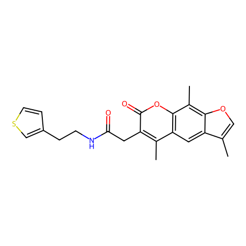 N-(2-(thiophen-3-yl)ethyl)-2-(3,5,9-trimethyl-7-oxo-7H-furo[3,2-g]chromen-6-yl)acetamide structure