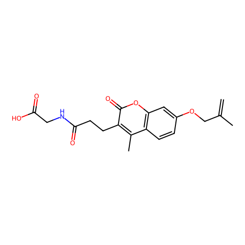 2-[3-[4-methyl-7-(2-methylprop-2-enoxy)-2-oxochromen-3-yl]propanoylamino]acetic acid structure