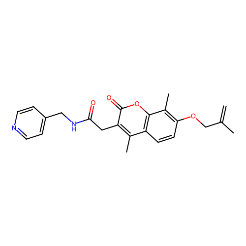 2-(4,8-dimethyl-7-((2-methylallyl)oxy)-2-oxo-2H-chromen-3-yl)-N-(pyridin-4-ylmethyl)acetamide structure