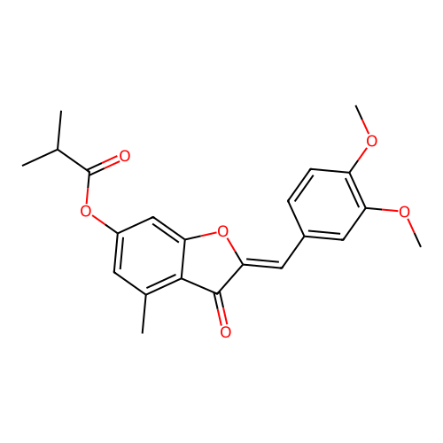 (Z)-2-(3,4-dimethoxybenzylidene)-4-methyl-3-oxo-2,3-dihydrobenzofuran-6-yl isobutyrate structure