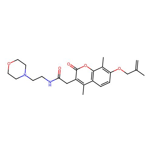 2-(4,8-dimethyl-7-((2-methylallyl)oxy)-2-oxo-2H-chromen-3-yl)-N-(2-morpholinoethyl)acetamide structure