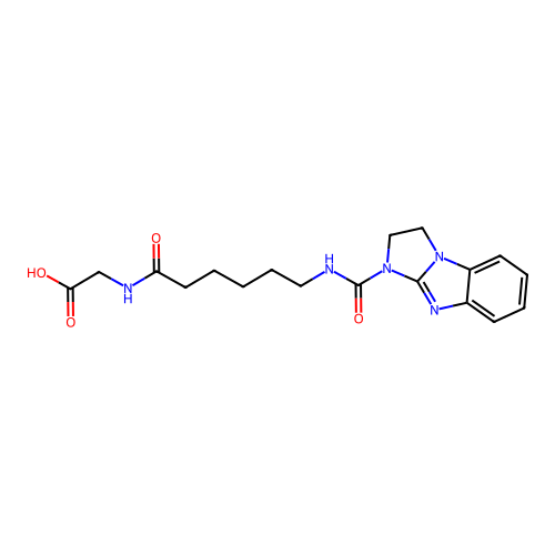 2-(6-(2,3-dihydro-1H-benzo[d]imidazo[1,2-a]imidazole-1-carboxamido)hexanamido)acetic acid structure