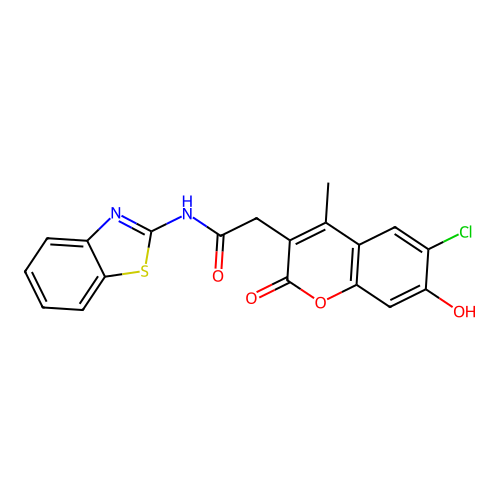 N-(benzo[d]thiazol-2-yl)-2-(6-chloro-7-hydroxy-4-methyl-2-oxo-2H-chromen-3-yl)acetamide structure