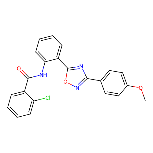 2-chloro-N-{2-[3-(4-methoxyphenyl)-1,2,4-oxadiazol-5-yl]phenyl}benzamide structure