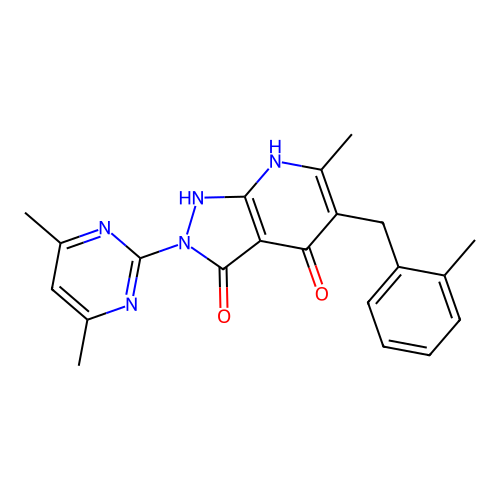2-(4,6-dimethylpyrimidin-2-yl)-6-methyl-5-(2-methylbenzyl)-1H-pyrazolo[3,4-b]pyridine-3,4(2H,7H)-dione structure