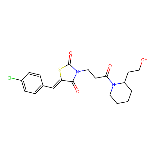 5-[(4-Chlorophenyl)methylene]-3-{3-[2-(2-hydroxyethyl)piperidyl]-3-oxopropyl}-1,3-thiazolidine-2,4-dione structure