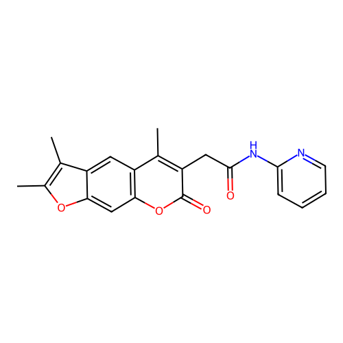 N-(pyridin-2-yl)-2-(2,3,5-trimethyl-7-oxo-7H-furo[3,2-g]chromen-6-yl)acetamide structure