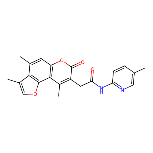 N-(5-methylpyridin-2-yl)-2-(3,4,9-trimethyl-7-oxo-7H-furo[2,3-f]chromen-8-yl)acetamide structure