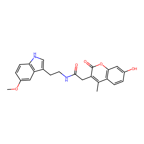 2-(7-hydroxy-4-methyl-2-oxo-2H-chromen-3-yl)-N-(2-(5-methoxy-1H-indol-3-yl)ethyl)acetamide structure