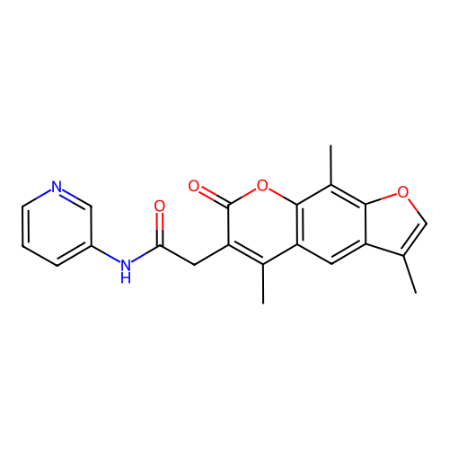 N-(pyridin-3-yl)-2-(3,5,9-trimethyl-7-oxo-7H-furo[3,2-g]chromen-6-yl)acetamide structure