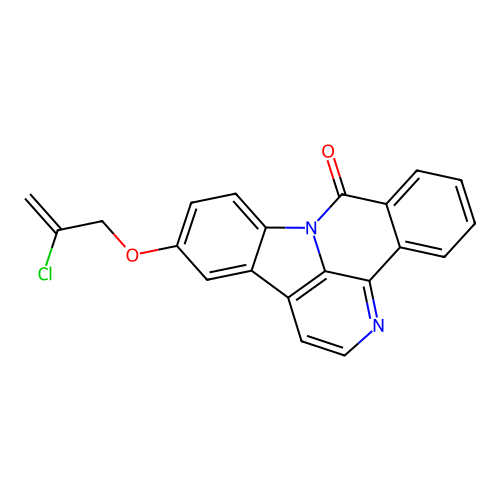 12-((2-chloroallyl)oxy)-8H-benzo[c]indolo[3,2,1-ij][1,5]naphthyridin-8-one structure
