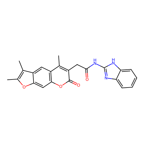 N-(1H-benzo[d]imidazol-2-yl)-2-(2,3,5-trimethyl-7-oxo-7H-furo[3,2-g]chromen-6-yl)acetamide structure