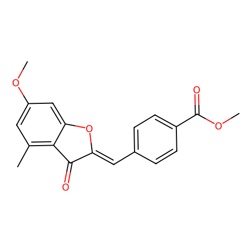 (Z)-methyl 4-((6-methoxy-4-methyl-3-oxobenzofuran-2(3H)-ylidene)methyl)benzoate structure