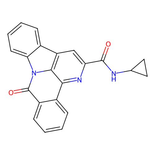 N-cyclopropyl-8-oxo-8H-benzo[c]indolo[3,2,1-ij][1,5]naphthyridine-2-carboxamide structure