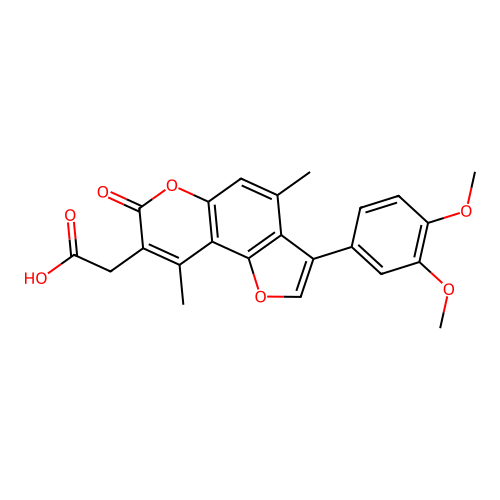 2-(3-(3,4-dimethoxyphenyl)-4,9-dimethyl-7-oxo-7H-furo[2,3-f]chromen-8-yl)acetic acid structure