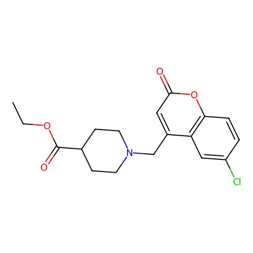 Ethyl 1-[(6-chloro-2-oxochromen-4-yl)methyl]piperidine-4-carboxylate structure