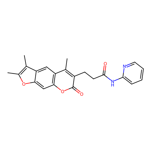 N-(pyridin-2-yl)-3-(2,3,5-trimethyl-7-oxo-7H-furo[3,2-g]chromen-6-yl)propanamide structure