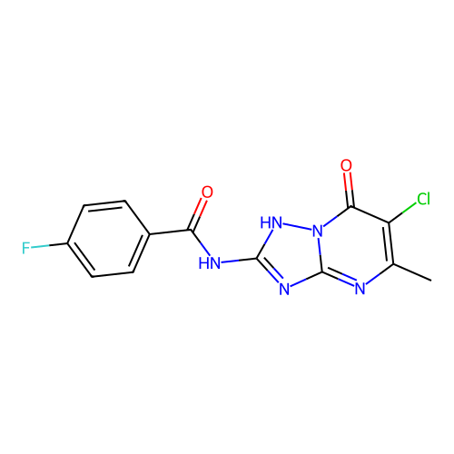 N-(6-chloro-5-methyl-7-oxo-4,7-dihydro-[1,2,4]triazolo[1,5-a]pyrimidin-2-yl)-4-fluorobenzamide structure
