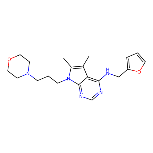 N-(furan-2-ylmethyl)-5,6-dimethyl-7-(3-morpholin-4-ylpropyl)pyrrolo[2,3-d]pyrimidin-4-amine structure