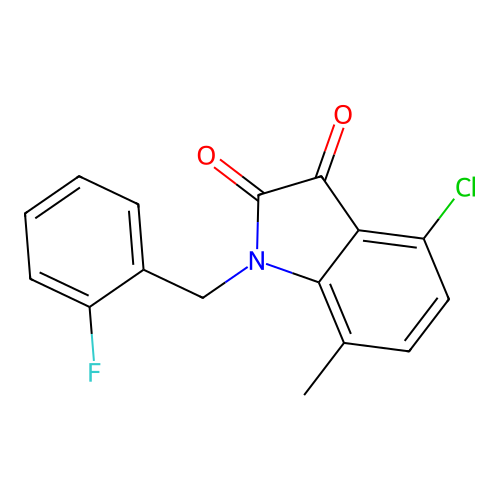 4-chloro-1-(2-fluorobenzyl)-7-methyl-1H-indole-2,3-dione structure
