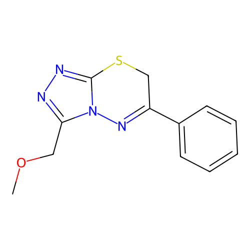 3-(methoxymethyl)-6-phenyl-7H-[1,2,4]triazolo[3,4-b][1,3,4]thiadiazine structure