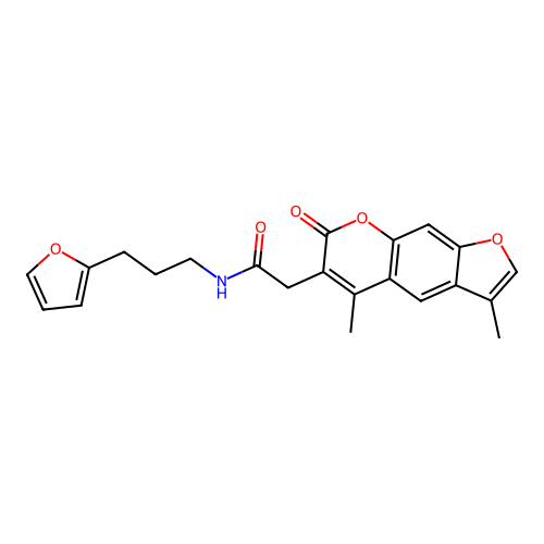 2-(3,5-dimethyl-7-oxo-7H-furo[3,2-g]chromen-6-yl)-N-(3-(furan-2-yl)propyl)acetamide structure