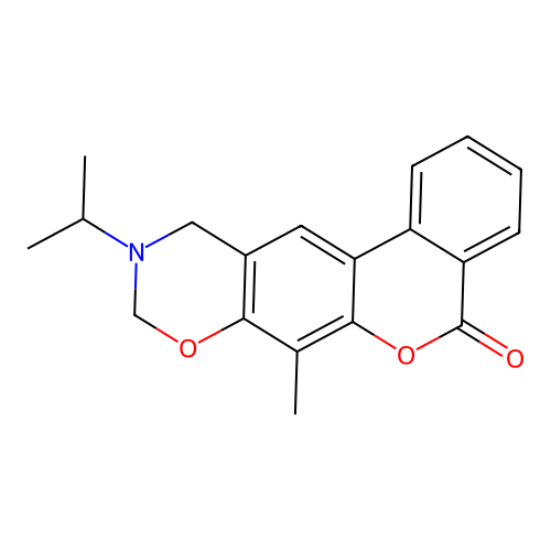 7-Methyl-10-propan-2-yl-9,11-dihydroisochromeno[4,3-g][1,3]benzoxazin-5-one structure