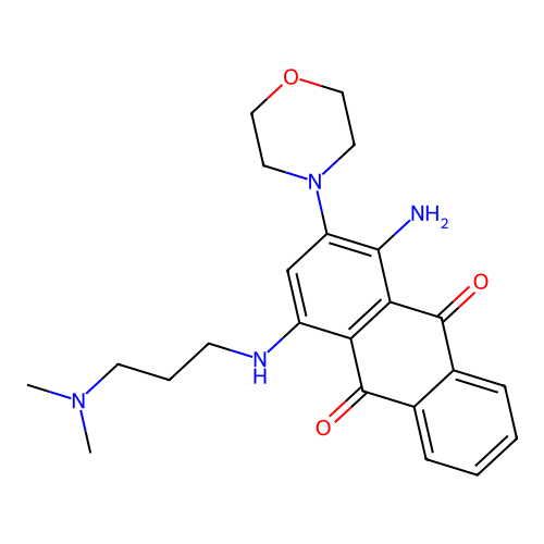 1-amino-4-((3-(dimethylamino)propyl)amino)-2-morpholinoanthracene-9,10-dione structure