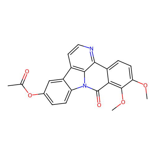 6,7-dimethoxy-8-oxo-8H-benzo[c]indolo[3,2,1-ij][1,5]naphthyridin-12-yl acetate structure
