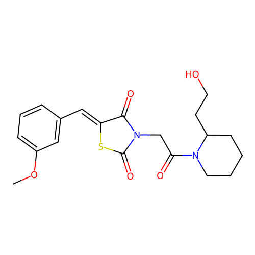 (Z)-3-(2-(2-(2-hydroxyethyl)piperidin-1-yl)-2-oxoethyl)-5-(3-methoxybenzylidene)thiazolidine-2,4-dione structure