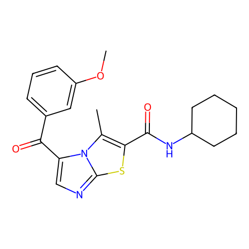 N-cyclohexyl-5-(3-methoxybenzoyl)-3-methylimidazo[2,1-b][1,3]thiazole-2-carboxamide structure