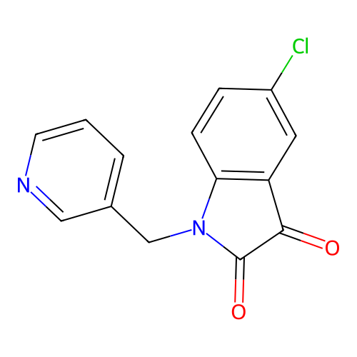 5-chloro-1-(pyridin-3-ylmethyl)-1H-indole-2,3-dione structure
