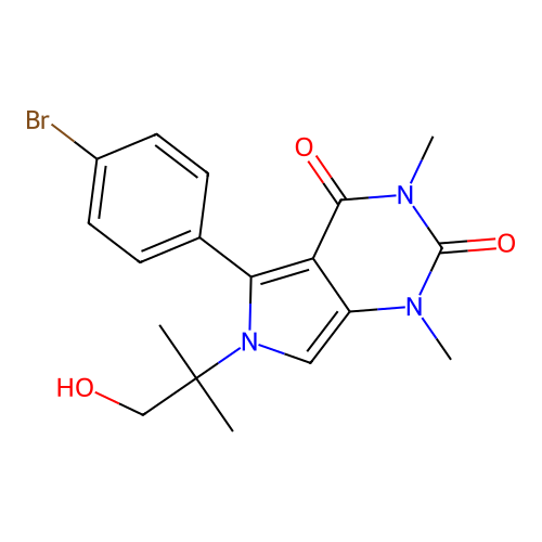 5-(4-bromophenyl)-6-(1-hydroxy-2-methylpropan-2-yl)-1,3-dimethyl-1H-pyrrolo[3,4-d]pyrimidine-2,4(3H,6H)-dione structure