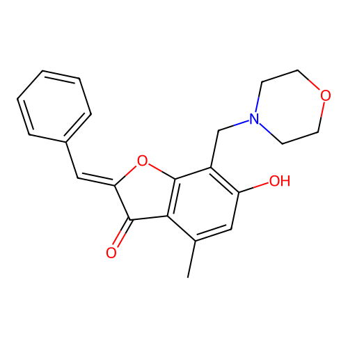 (Z)-2-benzylidene-6-hydroxy-4-methyl-7-(morpholinomethyl)benzofuran-3(2H)-one structure