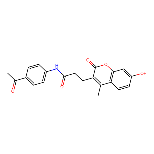 N-(4-acetylphenyl)-3-(7-hydroxy-4-methyl-2-oxo-2H-chromen-3-yl)propanamide structure
