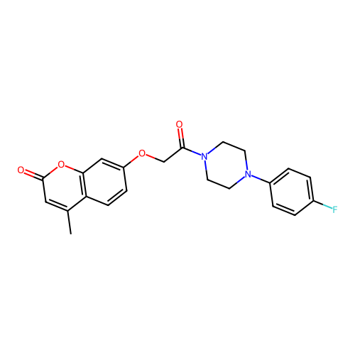 7-(2-(4-(4-fluorophenyl)piperazin-1-yl)-2-oxoethoxy)-4-methyl-2H-chromen-2-one structure