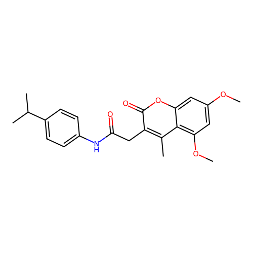 2-(5,7-dimethoxy-4-methyl-2-oxo-2H-chromen-3-yl)-N-(4-isopropylphenyl)acetamide structure