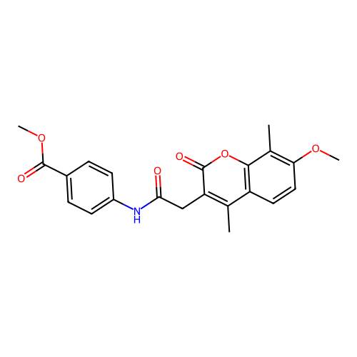 methyl 4-{[(7-methoxy-4,8-dimethyl-2-oxo-2H-chromen-3-yl)acetyl]amino}benzoate structure