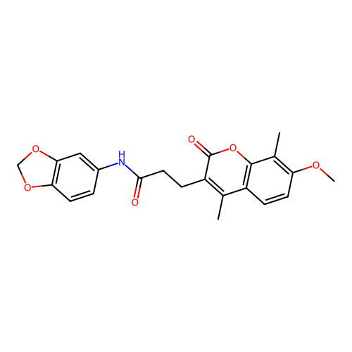 N-(1,3-benzodioxol-5-yl)-3-(7-methoxy-4,8-dimethyl-2-oxo-2H-chromen-3-yl)propanamide structure