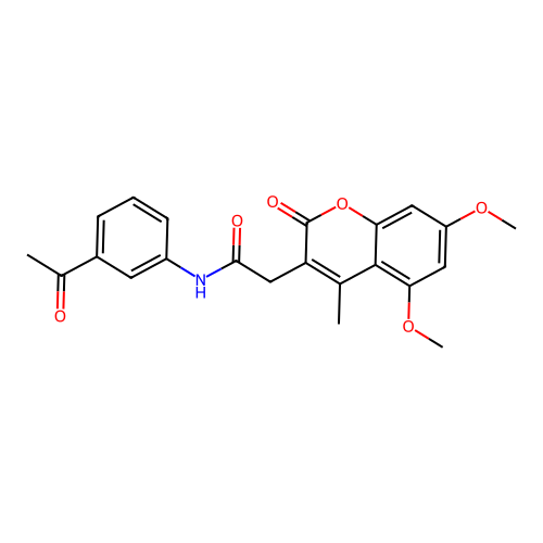 N-(3-acetylphenyl)-2-(5,7-dimethoxy-4-methyl-2-oxo-2H-chromen-3-yl)acetamide structure