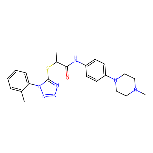 2-[1-(2-methylphenyl)tetrazol-5-yl]sulfanyl-N-[4-(4-methylpiperazin-1-yl)phenyl]propanamide structure